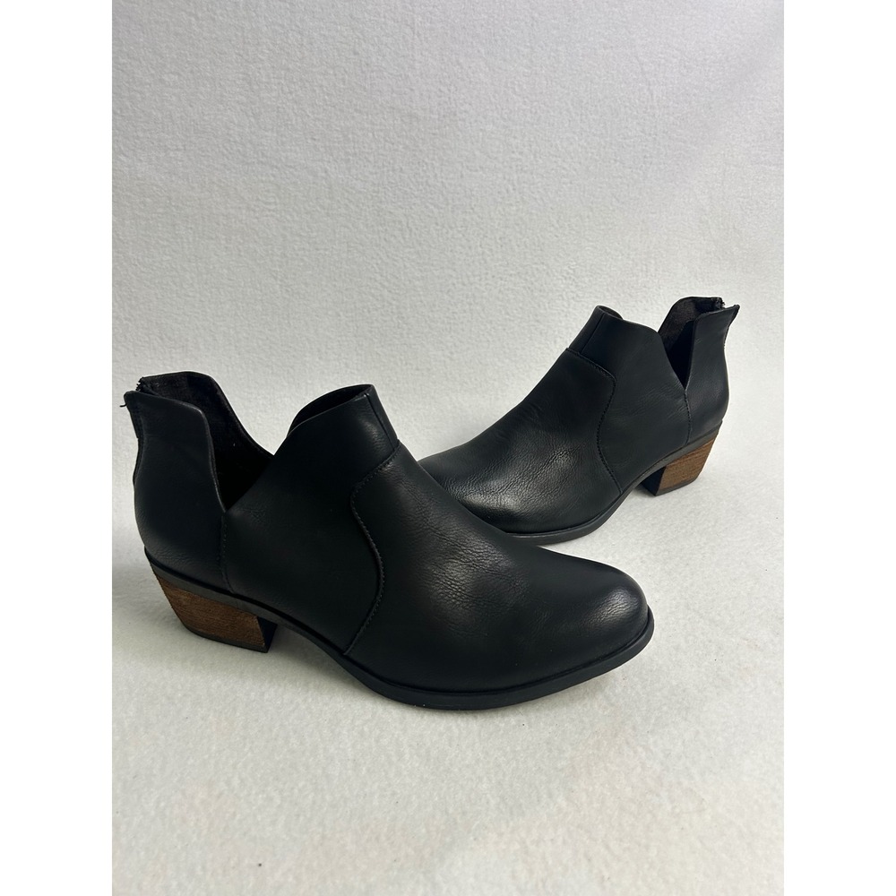 Minimalist B.O.C. Womens 11 Black Faux Leather Side Cutout Ankle Booties CBWD23